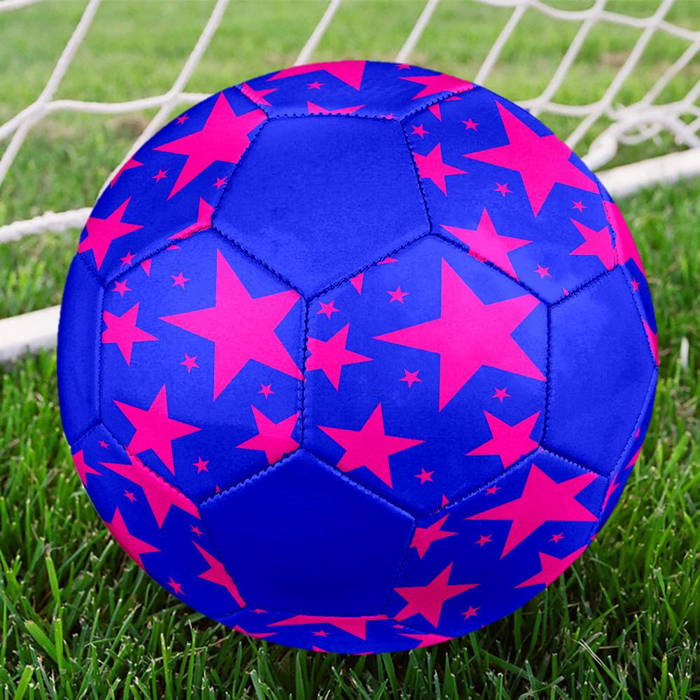Star Pattern Indoor Size 5 Soccer Ball Colorful Machine Stitched PVC Competition Ready Durable High-Bounce