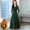 Imitation super autumn and winter velvet thickened large size fat MM dress, thin foreign style medium and long bottom skirt