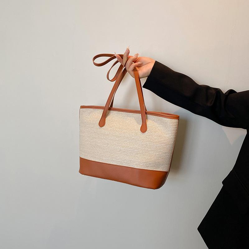 2025 Retro Strohgewebte Damen Schulter-Tragetasche mit großer Kapazität