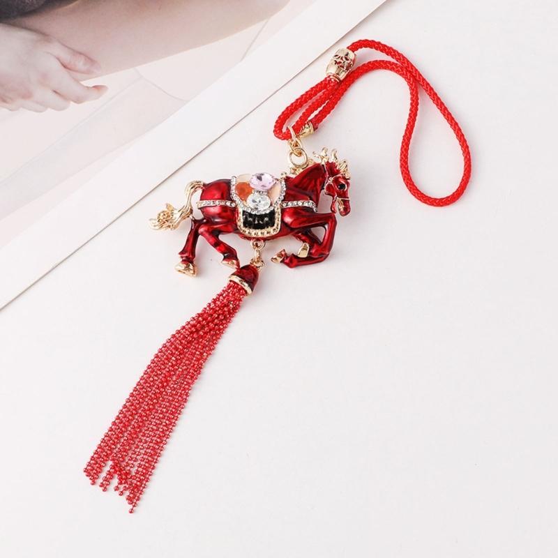 Elegantes Pferdequasten Schlüsselanhänger Chinesisches Thema Auto Dekoration Legierung Hängende Verzierung Einfach zu Befestigen Perfekt zum Verschenken