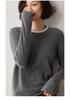 Women's Color Block Round Neck Cashmere Sweater – Loose Knit Pullover for Autumn and Winter, Versatile Fashionable Wool Top