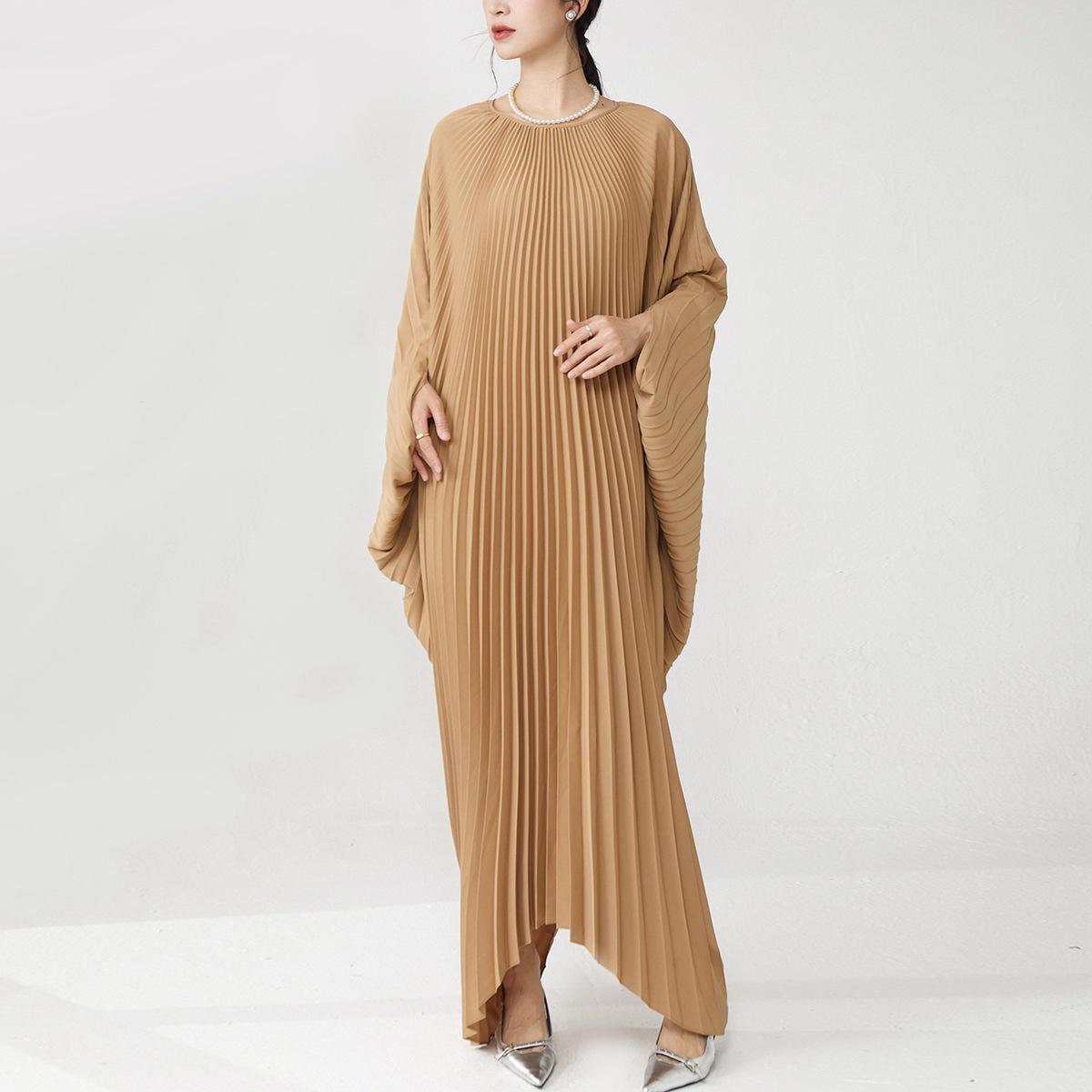 

Платье большого размера свободного кроя с рукавами «летучая мышь» - плащ в европейском и американском стиле для женщин 100 кофейный