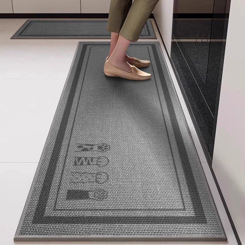 Simple Style Imitation Linen Water-absorbent Anti-slip Kitchen Mat Set High-end Long Decorative Floor Mat