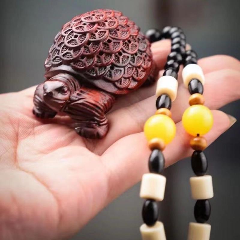 Rosewood Green Sandalwood Turtle Ornament - Solid Wood Longevity Craft