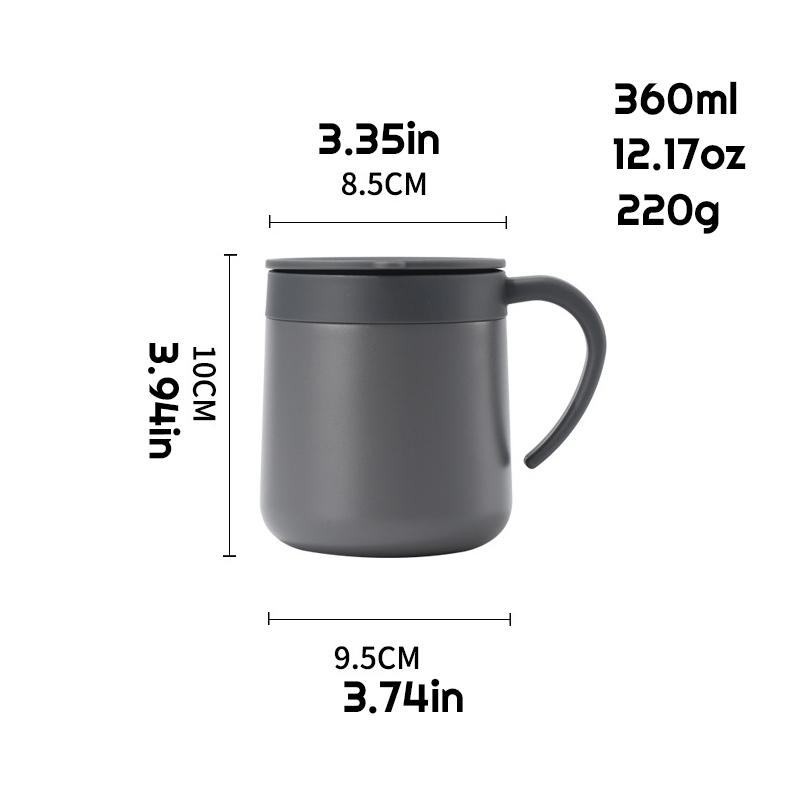 304 Stainless Steel Double-Layer Insulated Cup, Office Mug, Personal Coffee Cup with Lid, Vacuum Insulated, 360ml