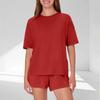 Women's Fashion Solid Color Home Wear Pajamas Loose Short-Sleeved T-Shirt Set