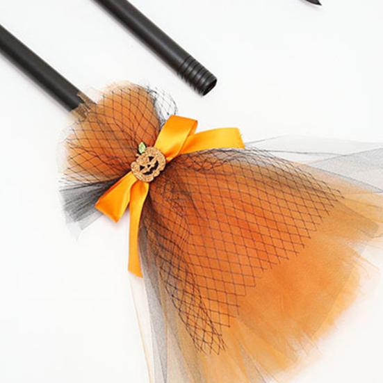 Halloweenowa miotła czarownicy regulowana długość zabawne rekwizyty wykwintna miotła z kokardką do cosplay artykuły domowe na imprezę