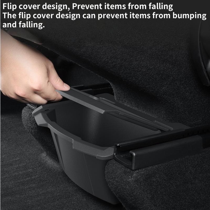 For Tesla Model Y Juniper / Launch 2025 Rear Center Console Floor Storage Box TPE Backseat Organizer Tray Interior Accessories