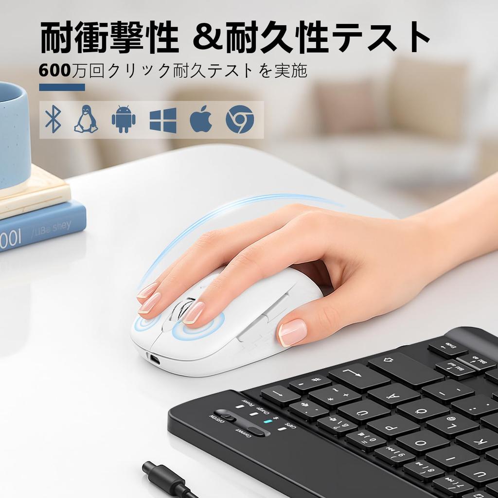 Wireless Mouse, Bluetooth 5.2 + 2.4Ghz, Work Mouse, Ultra-Low Latency, Type-C Rechargeable, BackForward Buttons, Lightweight 65g, Left and Right