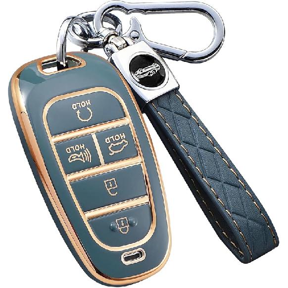 For Hyundai Key Fob Cover With Keychain, Premium TPU Key Case Shell For 2024   Hyundai Sonata, Tucson, Santa Cruz, Remote Smart Car Key Fob