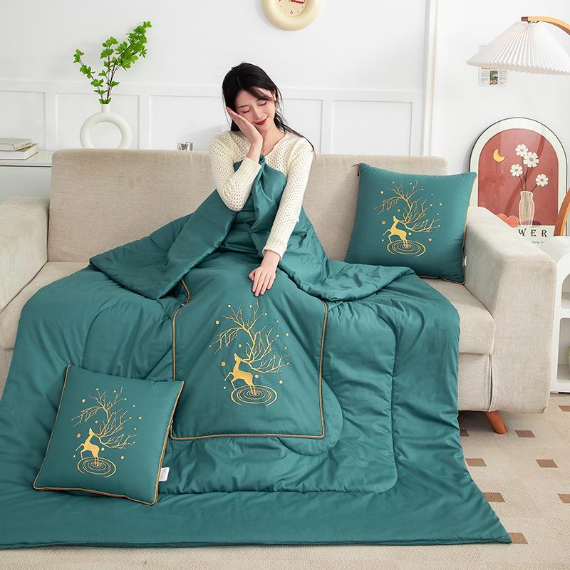 2025 Starry Sky Sika Deer Cotton Pillow & Blanket Set