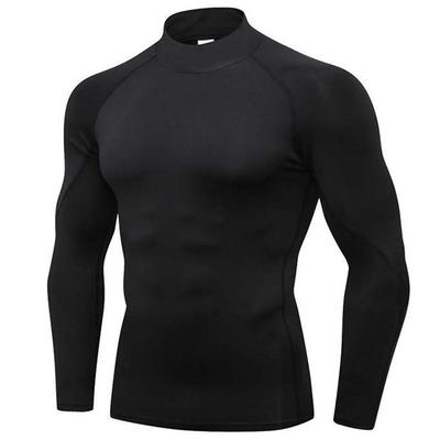 Men's High-necked Sports Long Sleeves T-shirts Skinny Fitness Clothes Yoga Training Running Quick-drying Cycling Tights Top
