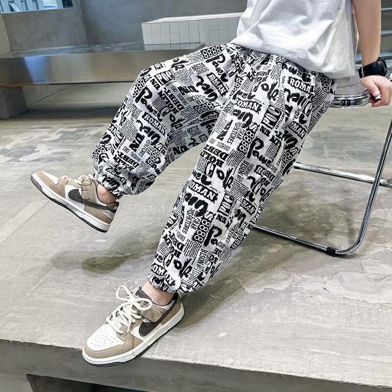 Boys' Anti-Mosquito Pants Summer Thin Children's Pants Summer Ice Silk Pants Big Kids Long Pants 2025 New Trendy Outdoor Wear