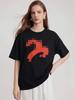 Si Yuan Women's Zodiac Horse Print Loose Fit T-Shirt - Simple Line Drawing, Short Sleeve, Round Neck, 2026 Edition