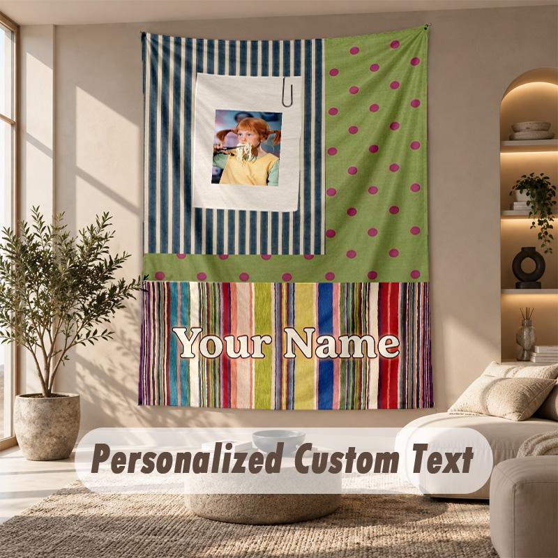 Tapestry Custom Name Text, Wall Hanging Tapestry Home Room DecorPippi Longstocking