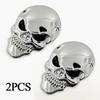 2x 3D Big Black Metal Skull Skeleton Evil Bone Car Emblem Badge Decal Sticker