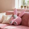 Easter Bunny Pillow Pink Bunny Cushion with Long Ears Fluffy Tail Cute Feet Polka Dot Stuffed Rabbit Plush Toy Throw Pillow for Home Sofa Couch Car