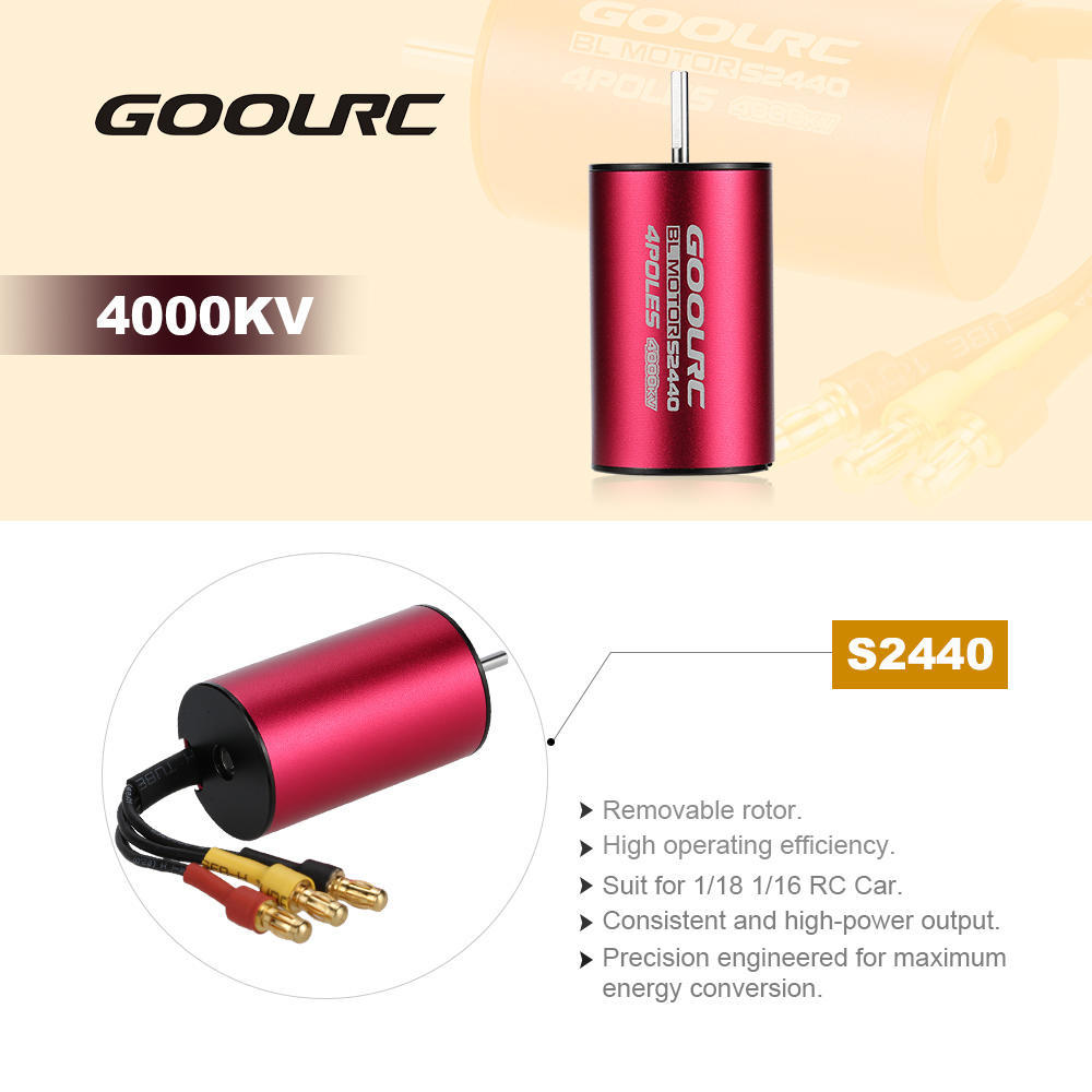 GoolRC S2440 4000KV Sensorless Brushless Motor for 1/18 1/16 RC Car
