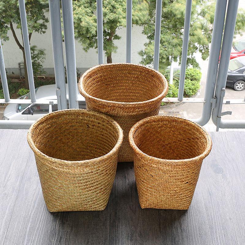 Round Rattan Woven Basket for Flowers and Storage