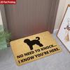 1 2D Flat Printed Doormat, Black Dog Silhouette And English Text "NO NEED TO KNOCK... I KNOW YOU'RE HERE", Sponge Pad, Non-Slip, Soft Foot Pad, Machin