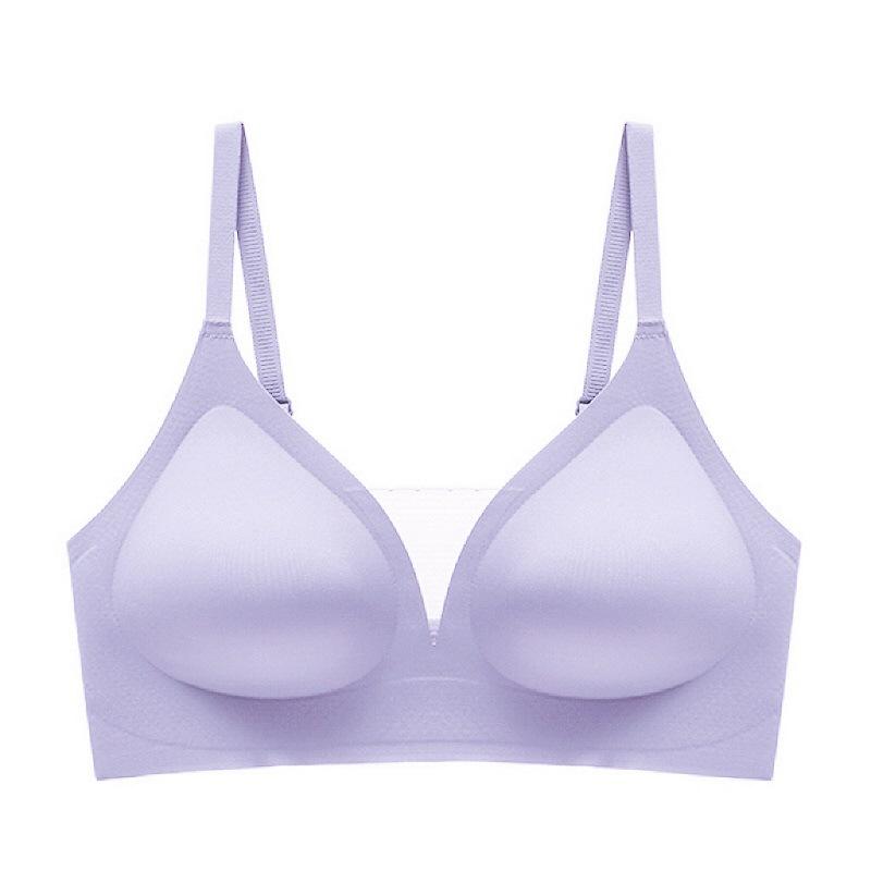 Bra Without Underwire Mesh V-neck Seamless Bra Women's Comfortable Soft Support Bra