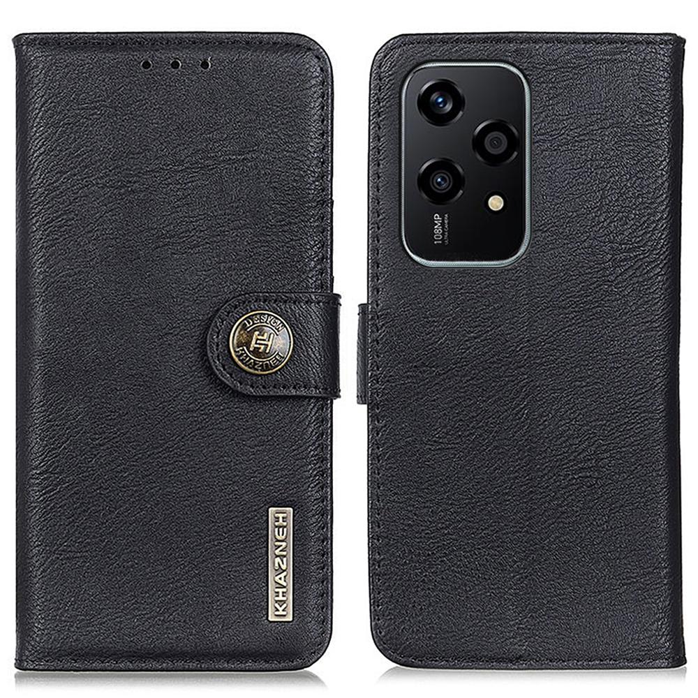 

Чехол KHAZNEH For Honor 200 Lite из натуральной кожи с текстурой для мобильного телефона и кошельком Black