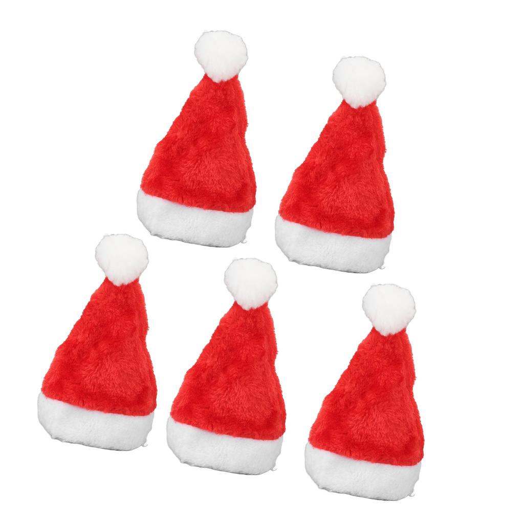5 Stück Weihnachten Haustierhut Rot Plüsch Gummiband Hund Katze Niedlich Haustier Weihnachtsmannmütze für Feiertagsparty Kostüme