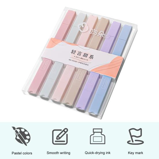 6ks zvýrazňovač pero Makaronová barva Hladké psaní Měkký hrot Estetický roztomilý dvojitý umělecký popisovač do školy