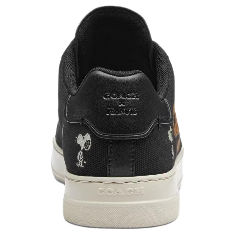 Coach Peanuts X Snoopy High Line Canvas Leather Round Toe Lace-Up Low-Top Sneakers Men sneakers Black CBP12-M0Q