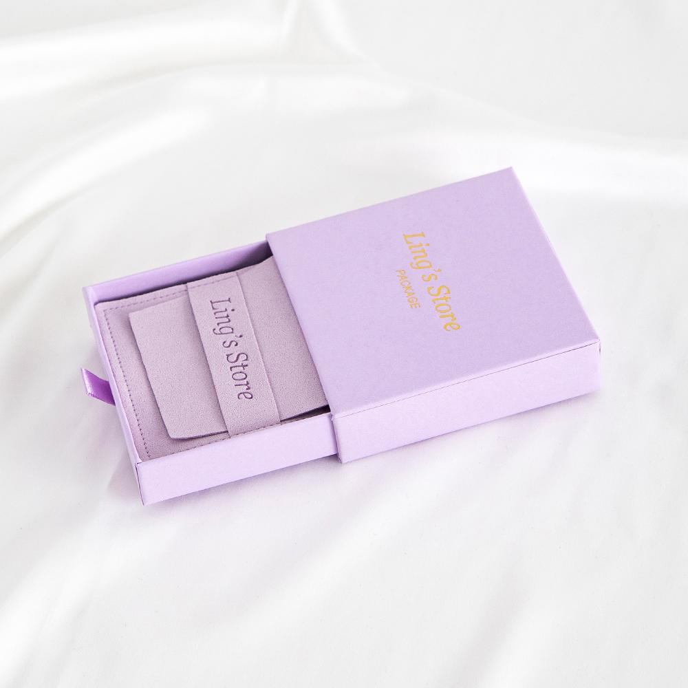 24/50/100Sets Custom Logo 9x9x2.5cm Jewelry Drawer Box 8x8cm Microfiber Strip Bags Can Debossed Logo For Earrings Rings Necklace