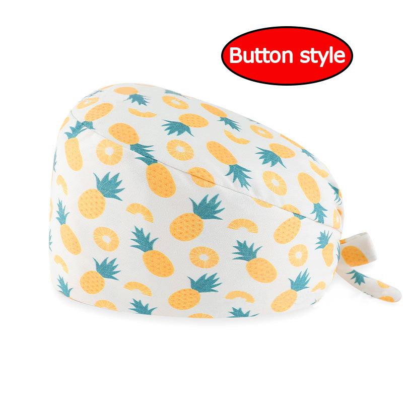 Unisex Adjustable Tie Operating Theatre Surgical Cap Printed Cotton Nurses Cap Dust Cap Work Cap