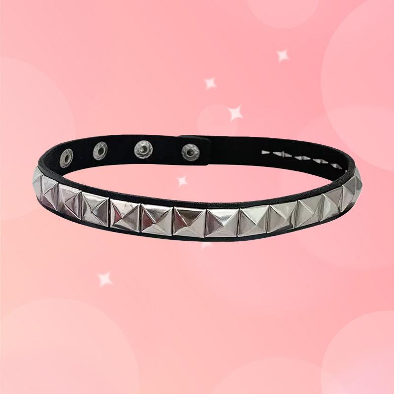 Black PU Leather Square Rivets Gothic Punk Chokers Collar Choker Necklace For Goth Sexy Women Girl Cosplay Party Jewelry