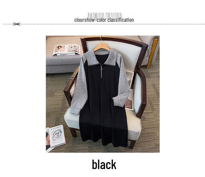 Plus Size Women's Loose Hoodie Dress - Bust 150/160 Cm, Sizes 200-350 Jin