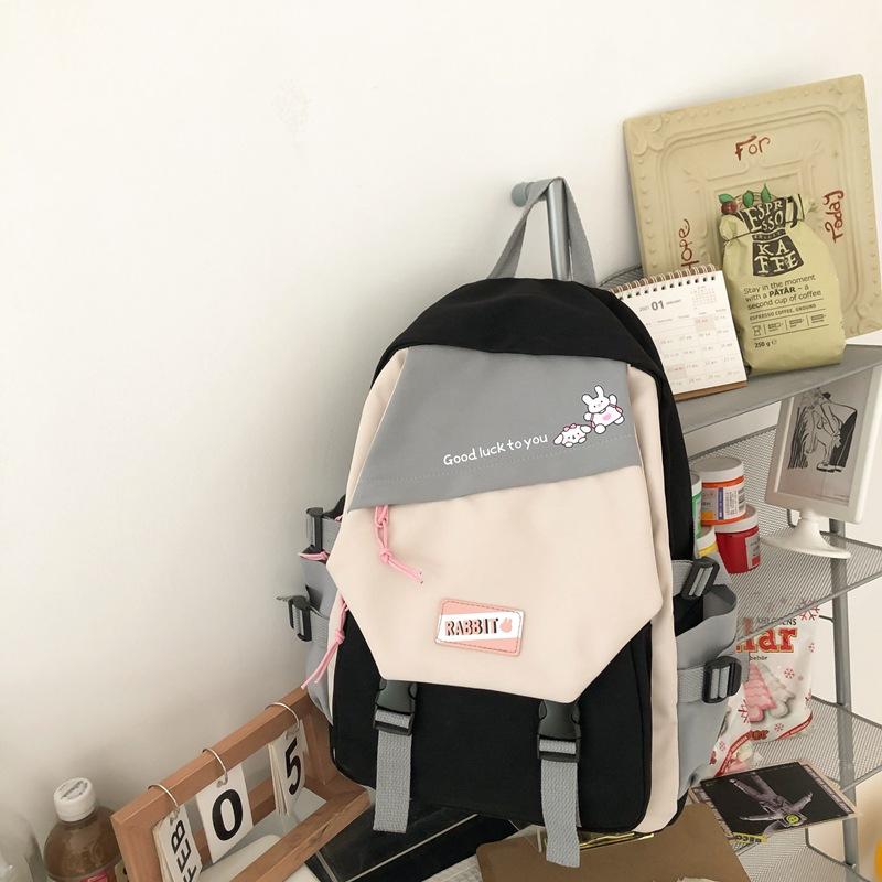 Schoolbag Schoolbag Female Student Korean Version High School Contrasting Color Large Capacity Girl Ulzzang New Junior High School Backpack Ins