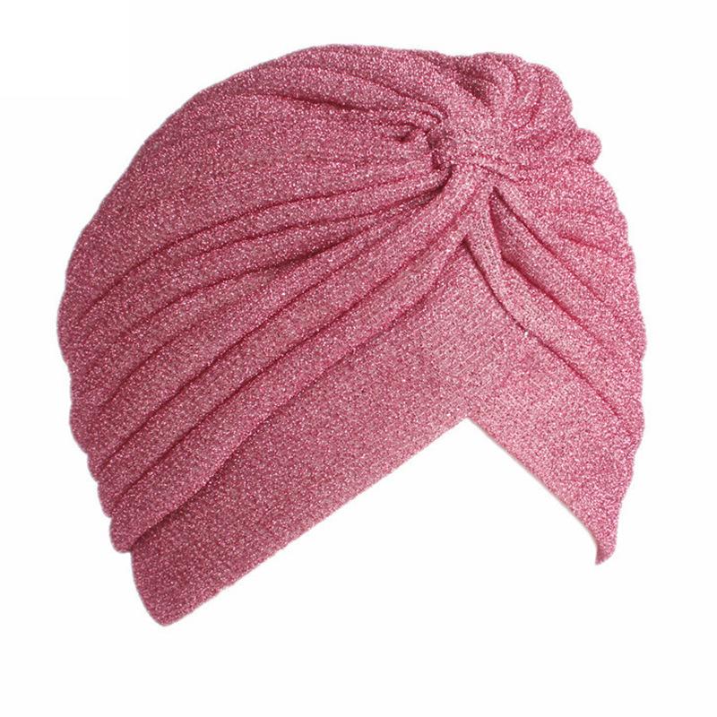 Damen Knotentwist Turban Atmungsaktive Glänzende Turbanmütze Muslimischer Indischer Hut Hautfreundlich Herbst Winter Kopfbedeckung Für Hijab