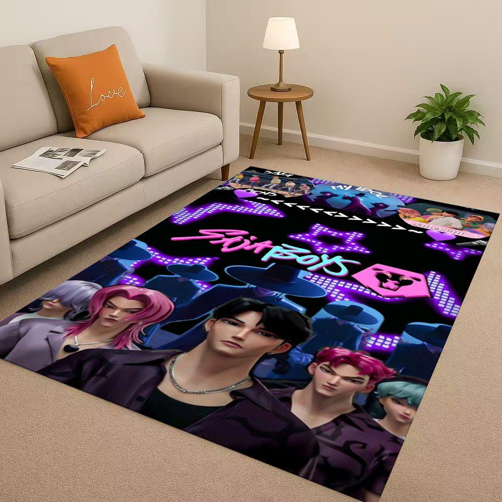 3D Cartoon Kpop Demon Hunters Zoey Rumi Mira Living Room Non-Slip Area Rug Carpet for Bedroom Playroom Sofa,Home Decor Doormat