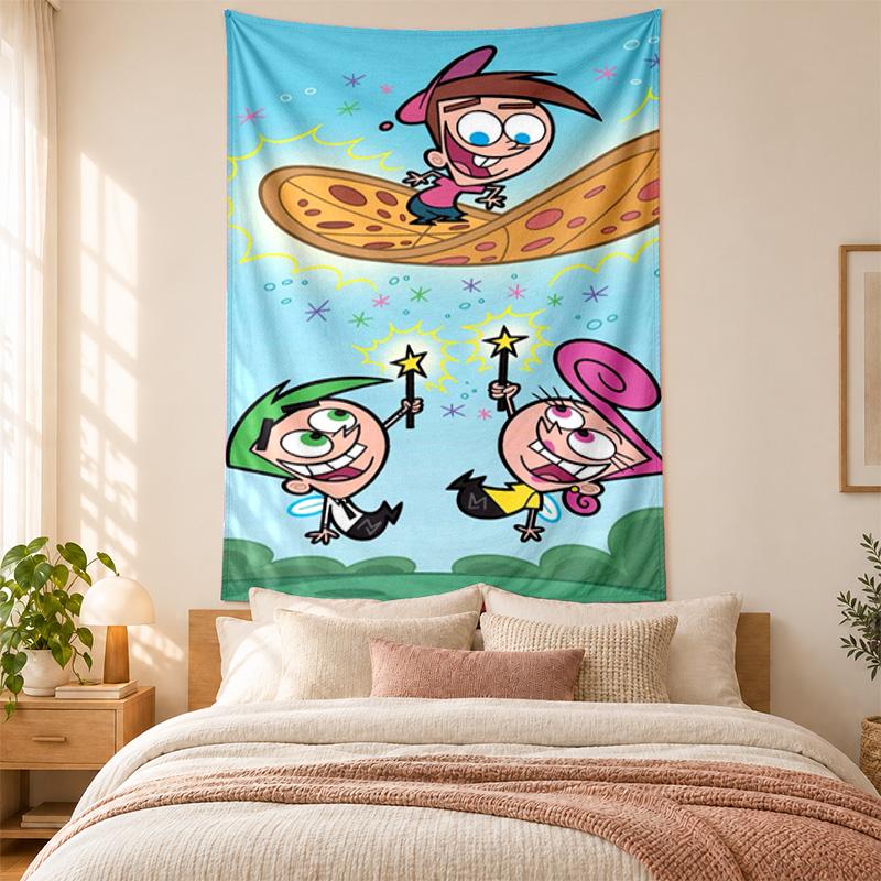 Fairly OddParents Wandteppich hohe Qualität zur Dekoration von Wohnzimmer Schlafzimmer Studentenwohnheim Wänden ideal als Schlafzimmer Wandkunst oder Weihnachtsgeschenk