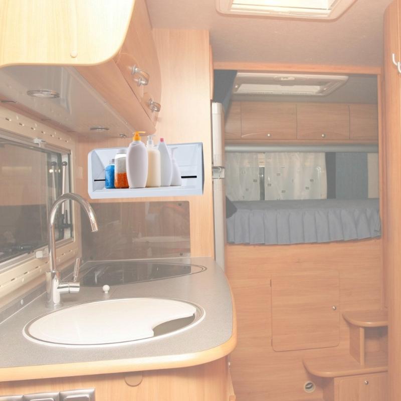 Bathroom Kitchen Travel Trailer Space Saving Shower Shelf Organizer for Soap Shampoo Storage, Rustresistant Easy Stick