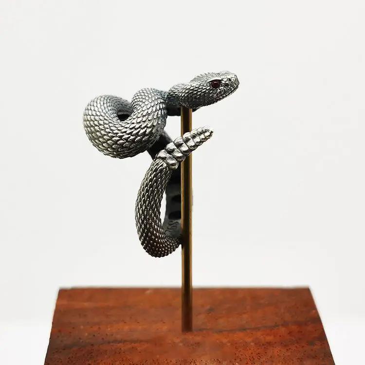 Vintage Gothic Rattlesnake Adjustable Ring for Men and Women Punk Dark Style Trendy Design Couple Rings Jewelry Accessories