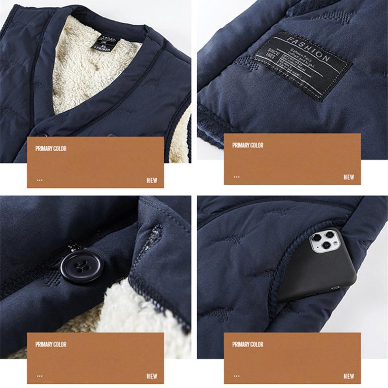 Fashion Waistcoat Men's Autumn and Winter Padded Thickened Cotton Jacket Warm Vest Shoulders Windproof Waterproof Cotton Horse Jacket