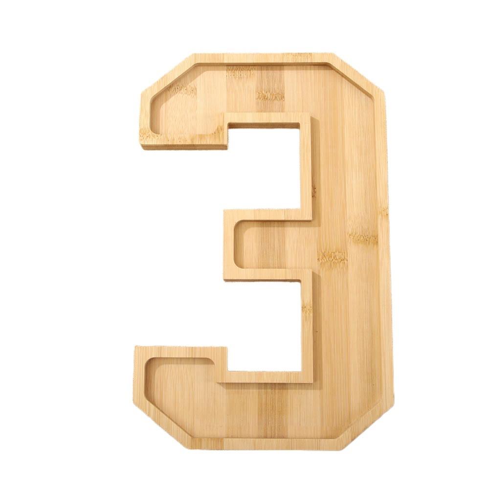 Fillable Wooden Number Charcuterie Board Decorative Food Platter Serving Trays  for Home