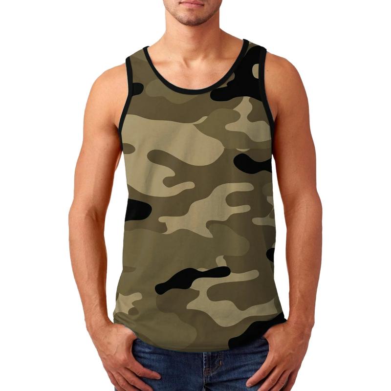 Geometric Splicing Pattern Tank Tops For Men Colorful Gradient Vest Summer Casual Loose Tops Street Round Neck Tees