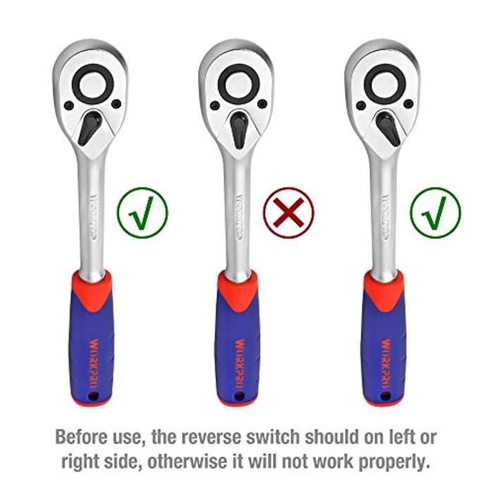 Coffret de Douilles - WORKPRO - 108 pièces - Acier Cr-V - Clés à Cliquet 1/2 et 1/4 - Usage Polyvalent