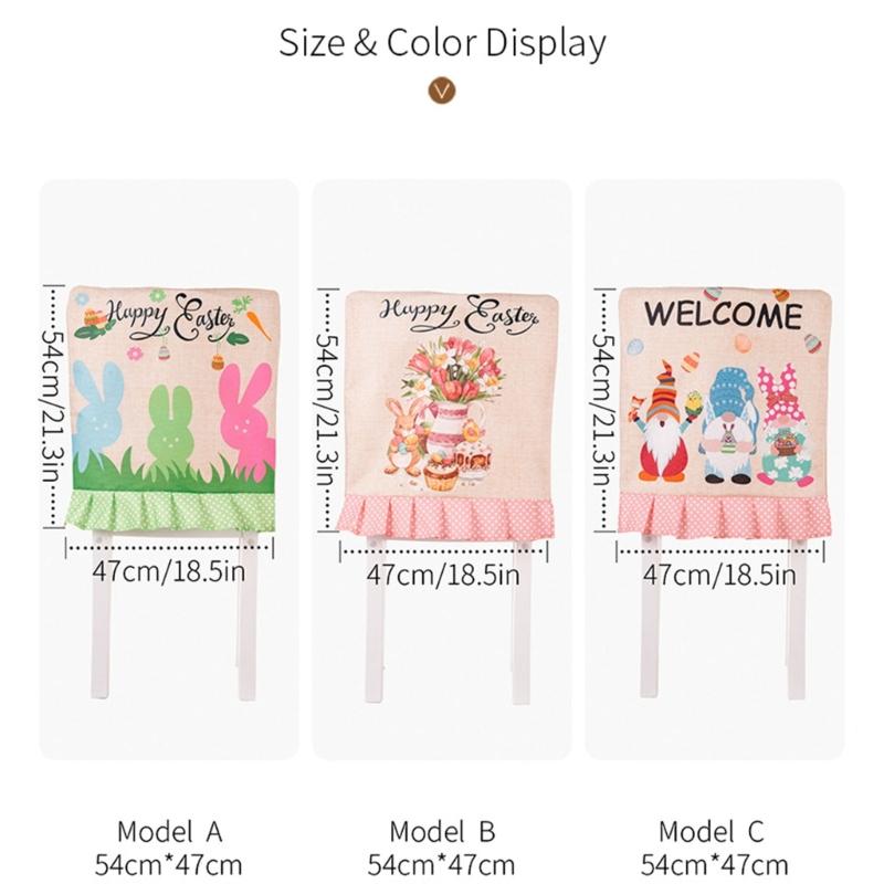 Easter Theme Chair Cover, Indoor Decorative Gnomes Cute Rabbit Pattern Chair Cover, Cute Cartoon Style Home Decorations