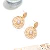 Retro Fine Rhinestone Geometric Round Earrings for Women Ladies Europe and America Style Drop Earrings Banquet Jewelry Wholesale