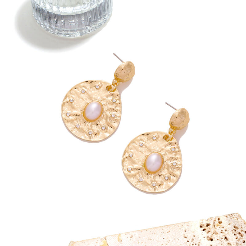 Retro Fine Rhinestone Geometric Round Earrings for Women Ladies Europe and America Style Drop Earrings Banquet Jewelry Wholesale