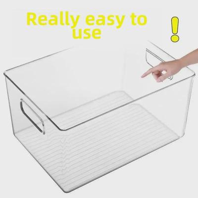 Clear PET Plastic Storage Box for Kitchen & Desktop Items