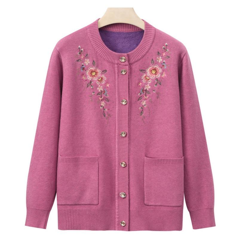 Grandma winter clothes new bottoming shirt women middle-aged and elderly knitted sweater temperament mother cardigan top old lady clothes