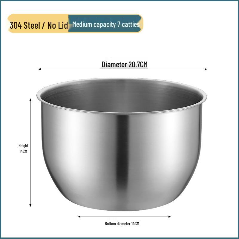 304 Stainless Steel Non-Slip Deep Mixing Bowl with Anti-Splash Design for Baking, Salads, and Cold Dishes