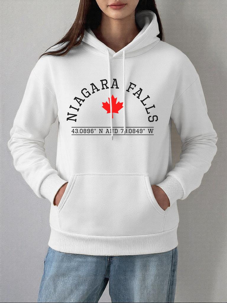 Niagara Falls Canada Prints Hoodie Womens Comfortable Loose Sweatshirt Winter Fleece Warm Pullover Basics Casual Womans Clothes